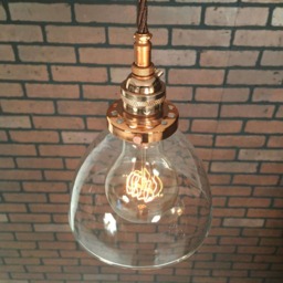"Industrial Pendant -Copper 6"" Clear Glass Cone Shade With Patented ""Huila Connectors" - thumbnail 3