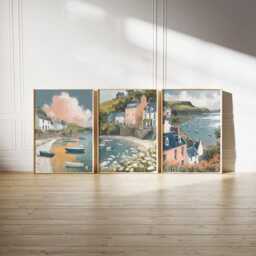 Set Of 3 Portree Posters, Isle Skye Wall Art, Scottish Coastal Print Set, Seaside Decor, Modern Travel Artwork, UK Landscape Style - thumbnail 2