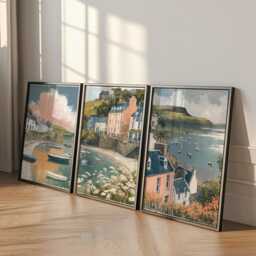 Set Of 3 Portree Posters, Isle Skye Wall Art, Scottish Coastal Print Set, Seaside Decor, Modern Travel Artwork, UK Landscape Style - thumbnail 3