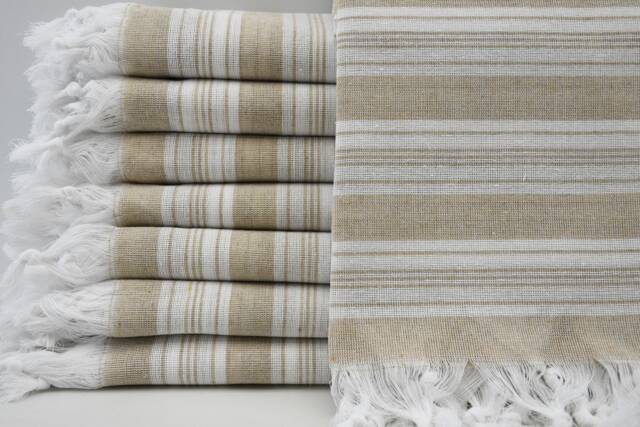 "Tan Color Towel, Turkish Towel, Peshtemal, Thin Towel, Bohemian Peshtemal, Turkish Bath Towel, 32""x65" - image 1