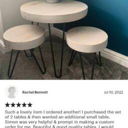 Three Round Chunky Rustic Nest Of Tables, Steel Hairpin Legs - Farmhouse Furniture Reclaimed Wood Industrial End Table Chic Decor - thumbnail 2