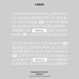 Amber Glass Soap & Lotion Dispenser Set 250Ml, Hand & Bottles With Text Wrap Labels, Modern Sink Styling - thumbnail 2