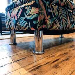 Dark Leaf Floral Ottoman Bench - Velvet Storage Footstool - thumbnail 4