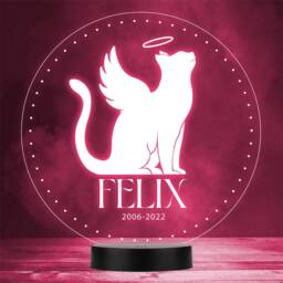 Cat Wings Halo Silhouette Pet Loss Memorial Personalised Gift Colour Night Light - thumbnail 1