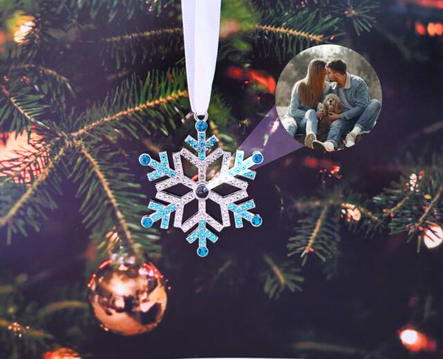 Christmas Projection Ornament, Family Photo Snowflake Decoration, Christma Snowflake Bauble, Christmas Tree Charm, Memorial Keepsakeholiday Gift - image 1
