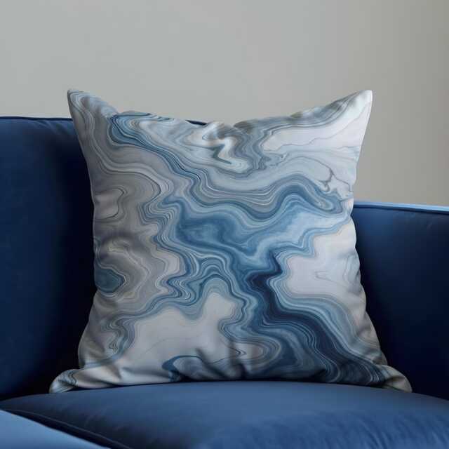 Blue Marble Cushion Cover, Abstract Swirl Pillow Decorative Sofa Throw Pillowcase, Modern Minimal Home Decor - image 1