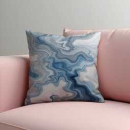 Blue Marble Cushion Cover, Abstract Swirl Pillow Decorative Sofa Throw Pillowcase, Modern Minimal Home Decor - thumbnail 2
