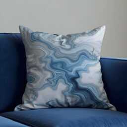 Blue Marble Cushion Cover, Abstract Swirl Pillow Decorative Sofa Throw Pillowcase, Modern Minimal Home Decor - thumbnail 1