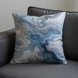 Blue Marble Cushion Cover, Abstract Swirl Pillow Decorative Sofa Throw Pillowcase, Modern Minimal Home Decor - thumbnail 3