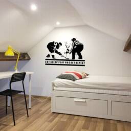Custom Hockey Wall Decal Boy's Room Decor, Personalized Text - thumbnail 3