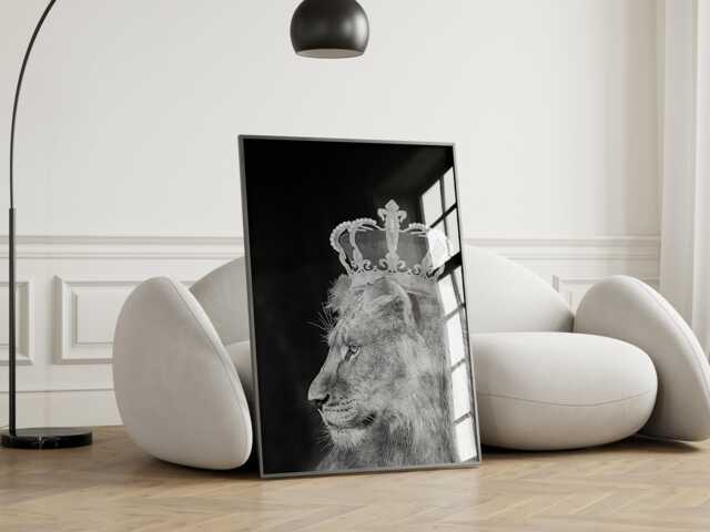King Lion Print, Poster, Home Decor Wall Art Poster Gift, Black & White Photo, Gallery Wall, Modern 438 - image 1