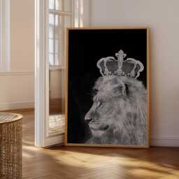 King Lion Print, Poster, Home Decor Wall Art Poster Gift, Black & White Photo, Gallery Wall, Modern 438 - thumbnail 3
