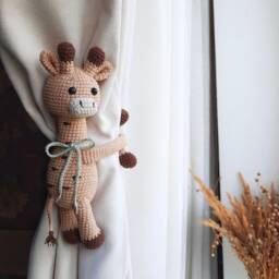 Giraffe Curtain Tie Back Safari Nursery Decor Neutral Backs Animal - thumbnail 2