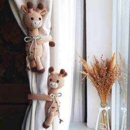 Giraffe Curtain Tie Back Safari Nursery Decor Neutral Backs Animal