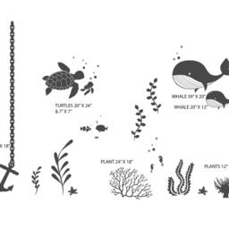 Under The Sea Room Decal 06, Ocean Theme Room, Whale Decal, Nursery Wall Stickers, Fish, Octopus, Modern Decor - thumbnail 2