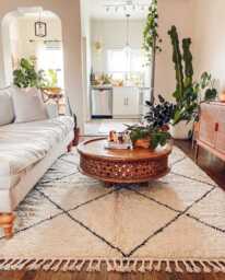 Moroccan Beni Ourain Rug With Black Diamond Pattern - Large Handmade Wool Berber Shag - thumbnail 1