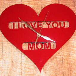 "11"" X 10"" Heart Clock W/Your Text Or ""I Love You Mom" - thumbnail 2