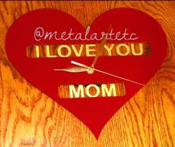 "11"" X 10"" Heart Clock W/Your Text Or ""I Love You Mom"