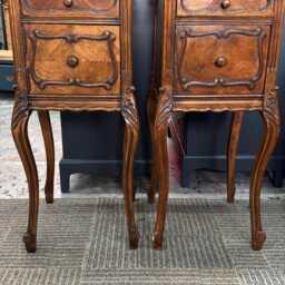 Pair Of French Marble Top Bedside Tables Rosewood - thumbnail 2