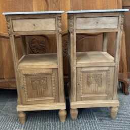Pair Of Antique French Marble Top Bedside Cabinets - thumbnail 3