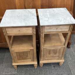 Pair Of Antique French Marble Top Bedside Cabinets - thumbnail 2
