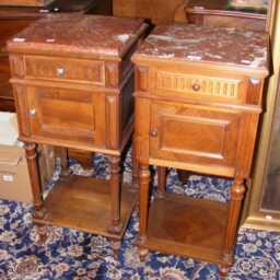 Pair Of Antique French Marble Top Bedside Cabinets - thumbnail 2