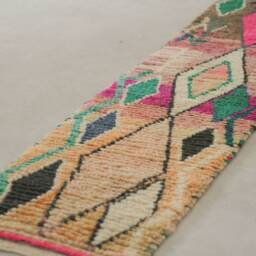 Moroccan Runner Boujaad - Runner Rug Colorful 2x10 Hallway Genuine Lamb Wool - thumbnail 4