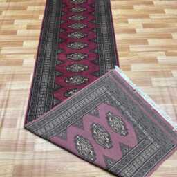 2.6x10 Pink Color Bokhara Rug - Runner Hallway Luxury Long Fine Quality Green Afghan - thumbnail 4