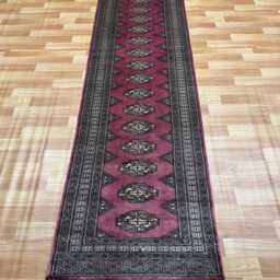 2.6x10 Pink Color Bokhara Rug - Runner Hallway Luxury Long Fine Quality Green Afghan - thumbnail 2