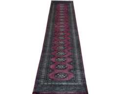 2.6x10 Pink Color Bokhara Rug - Runner Hallway Luxury Long Fine Quality Green Afghan