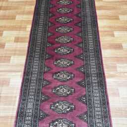 2.6x10 Pink Color Bokhara Rug - Runner Hallway Luxury Long Fine Quality Green Afghan - thumbnail 3