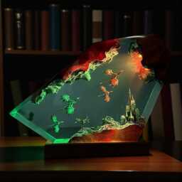 Fire & Ice Dragon Resin Lamp Fantasy Led Night Light - thumbnail 3