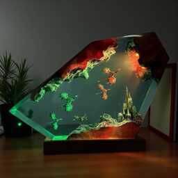 Fire & Ice Dragon Resin Lamp Fantasy Led Night Light - thumbnail 1