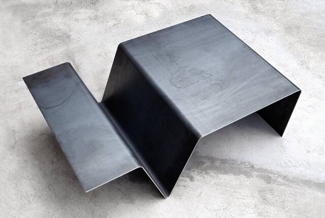 Small Steel Coffee Table With Storage Minimal Industrial Design - image 1