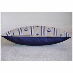 Anchor Pillow Cover With Stripes Zip 12x16 12x20 20x26 Navy Blue Anchors Cushion Case Sham Bolster Oblong Pillowcase 16x12 Nautical Maritime - thumbnail 2