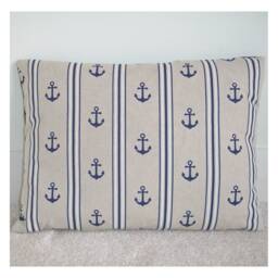 Anchor Pillow Cover With Stripes Zip 12x16 12x20 20x26 Navy Blue Anchors Cushion Case Sham Bolster Oblong Pillowcase 16x12 Nautical Maritime - thumbnail 1