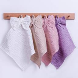 Waffle Weave Hand Towel With Bow - Linen Cotton Blend Gift For Her - thumbnail 2