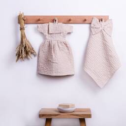 Waffle Weave Hand Towel With Bow - Linen Cotton Blend Gift For Her - thumbnail 3