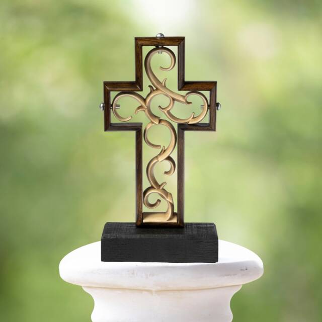 Unity Cross ?? Aged Black Umber With Hand Glazed Ivory Color Candle Sand Elegant Alternative - image 1