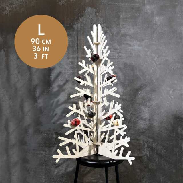 L Modern Wooden Christmas Tree Sculpture Sustainable Holiday Decor - 36 In - image 1