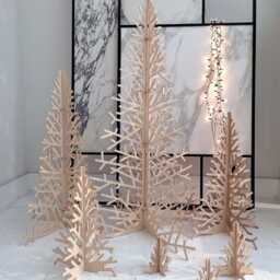 L Modern Wooden Christmas Tree Sculpture Sustainable Holiday Decor - 36 In - thumbnail 4