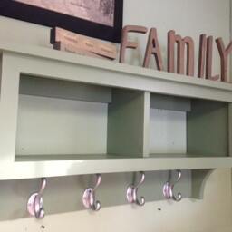 Country Wall Shelf With Hooks 2-Cubby Basket Storage - thumbnail 2