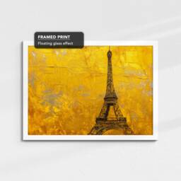 Gold Eiffel Tower Paris Landmark Abstract Oil Painting Framed Poster Print Or Canvas Wall Decor Art Bedroom Home Interior Gift - thumbnail 3
