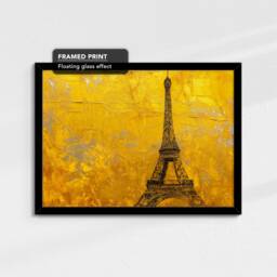 Gold Eiffel Tower Paris Landmark Abstract Oil Painting Framed Poster Print Or Canvas Wall Decor Art Bedroom Home Interior Gift - thumbnail 2
