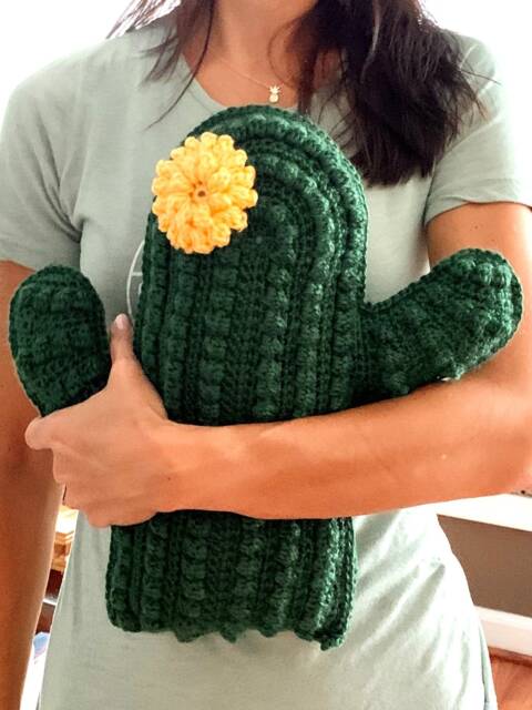 Cactus Pillow With Flower - Custom Color Options Available Crochet - image 1
