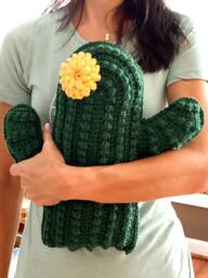 Cactus Pillow With Flower - Custom Color Options Available Crochet - thumbnail 1