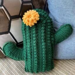Cactus Pillow With Flower - Custom Color Options Available Crochet - thumbnail 2