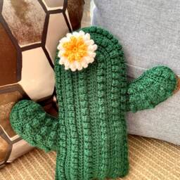 Cactus Pillow With Flower - Custom Color Options Available Crochet - thumbnail 3