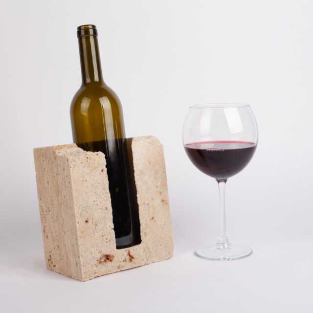 Handmade Travertine Wine Bottle Holder Unique Rack - image 1