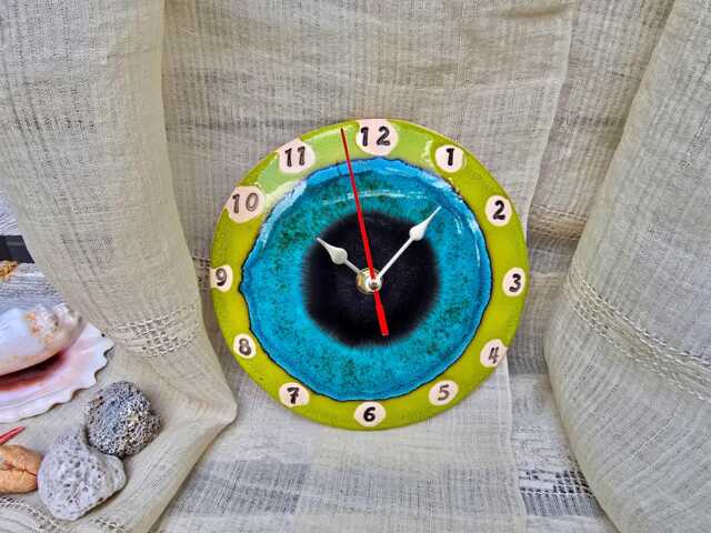 Handmade Ceramic Wall Clock - Colorful Pottery Art, Silent Kitchen - image 1